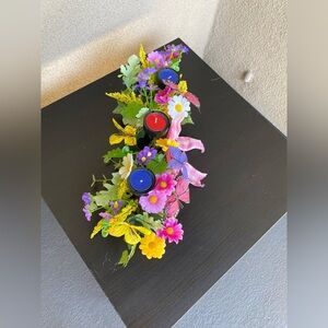 Spring Multi-Color Faux Floral Candle Centerpiece